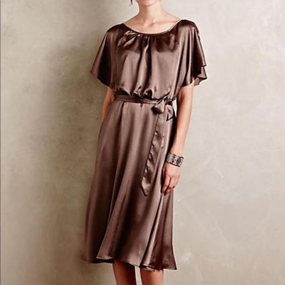 Anthropologie Dresses & Skirts - HD Paris Brown Bronze Ravie Satin Dress 6P Party